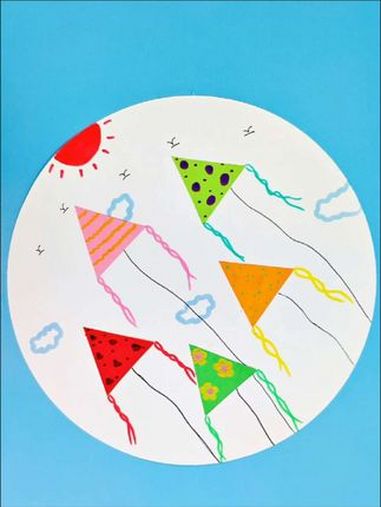 带孩子一起来画简单又好看的风筝简笔画手工吧!春天主题画 风筝简笔画 亲子手工 儿童创意手工