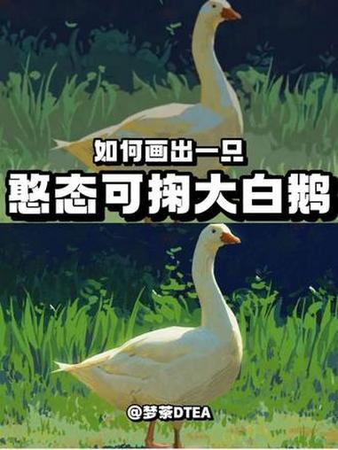 如何画出一只憨态可掬的大白鹅#色彩班长 #色彩60天挑战赛 #画画 #绘画小技巧#色彩练习