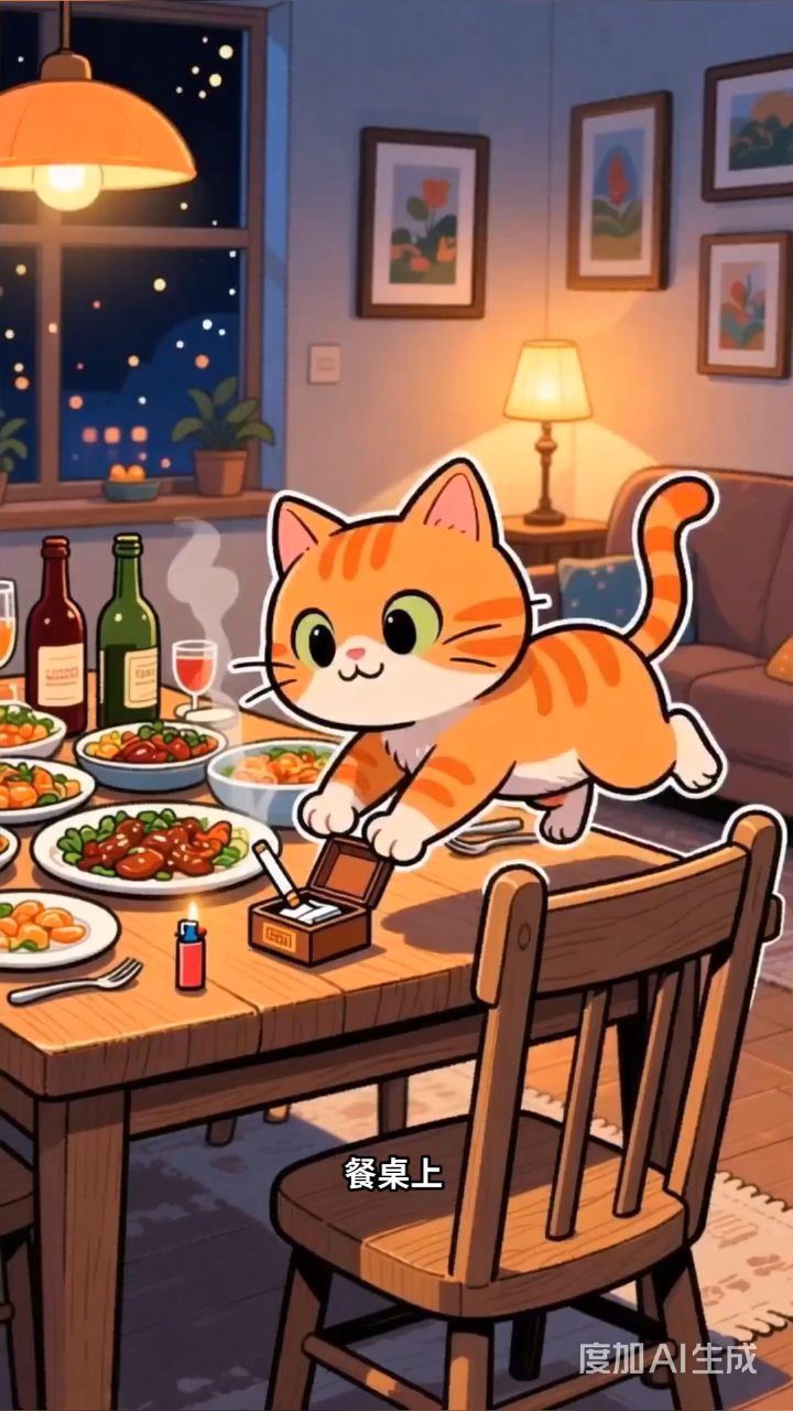 橘猫当主厨点烟倒酒,一场家宴笑翻朋友圈