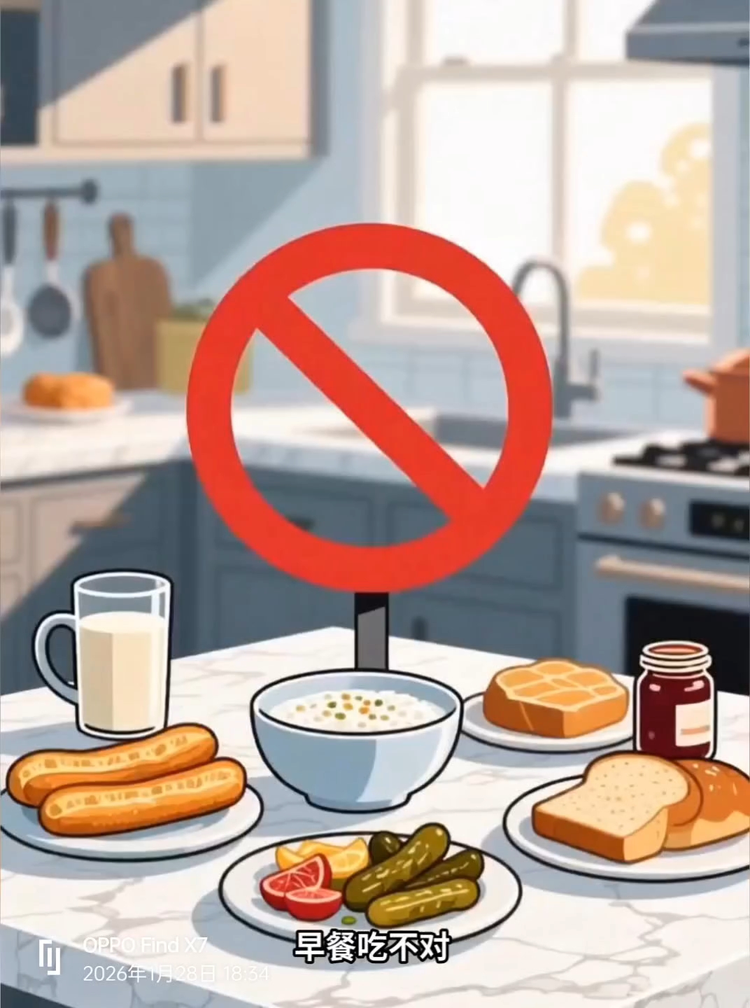 油条豆浆、白粥咸菜、面包果酱，这些早餐搭配要当心