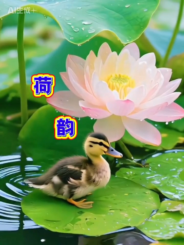 熏风拂莲花,稚鸭划清波,荷塘美景似仙境