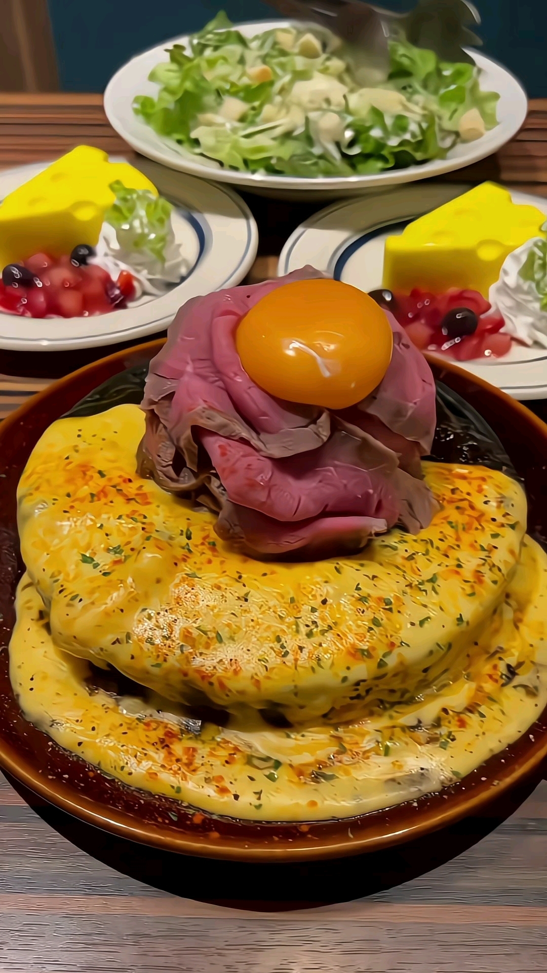 熔岩芝士汉堡,烤黑咖喱!