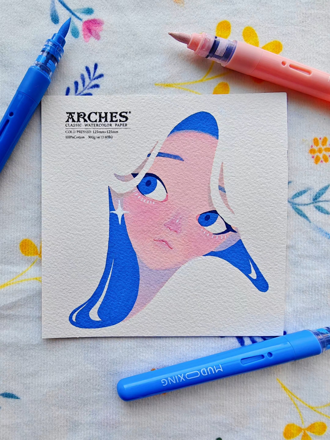 极简风女生头像 丙烯马克笔手绘