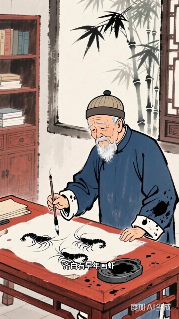 齐白石养虾悟道：八旬老人如何用淡墨画出活虾？