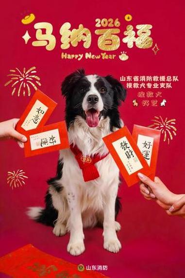 山东消防给大家送新年手机壁纸啦!#新年快乐 #搜救犬 #今日除夕