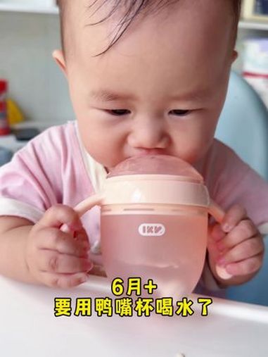 宝宝六个月后,就要换鸭嘴杯喝水了,防止地包天,影响颜值,这款学饮杯是软硅胶材质,不怕摔,八