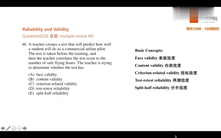 [图]AP Psychology 44「AP心理」信度和效度考点真题讲解