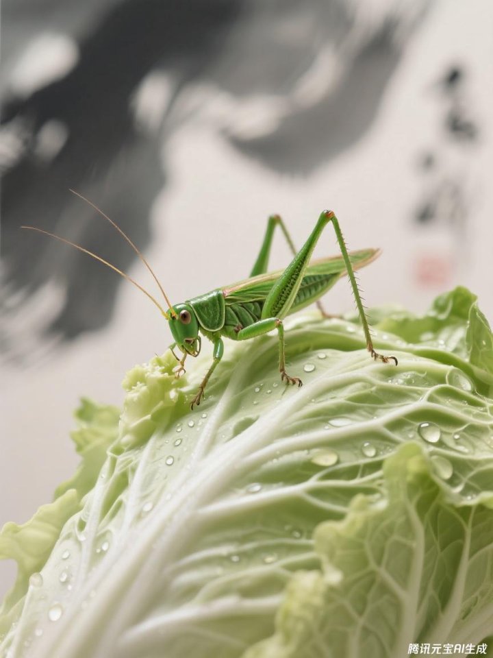 蝈蝈吃白菜Al画(齐白石画凤)