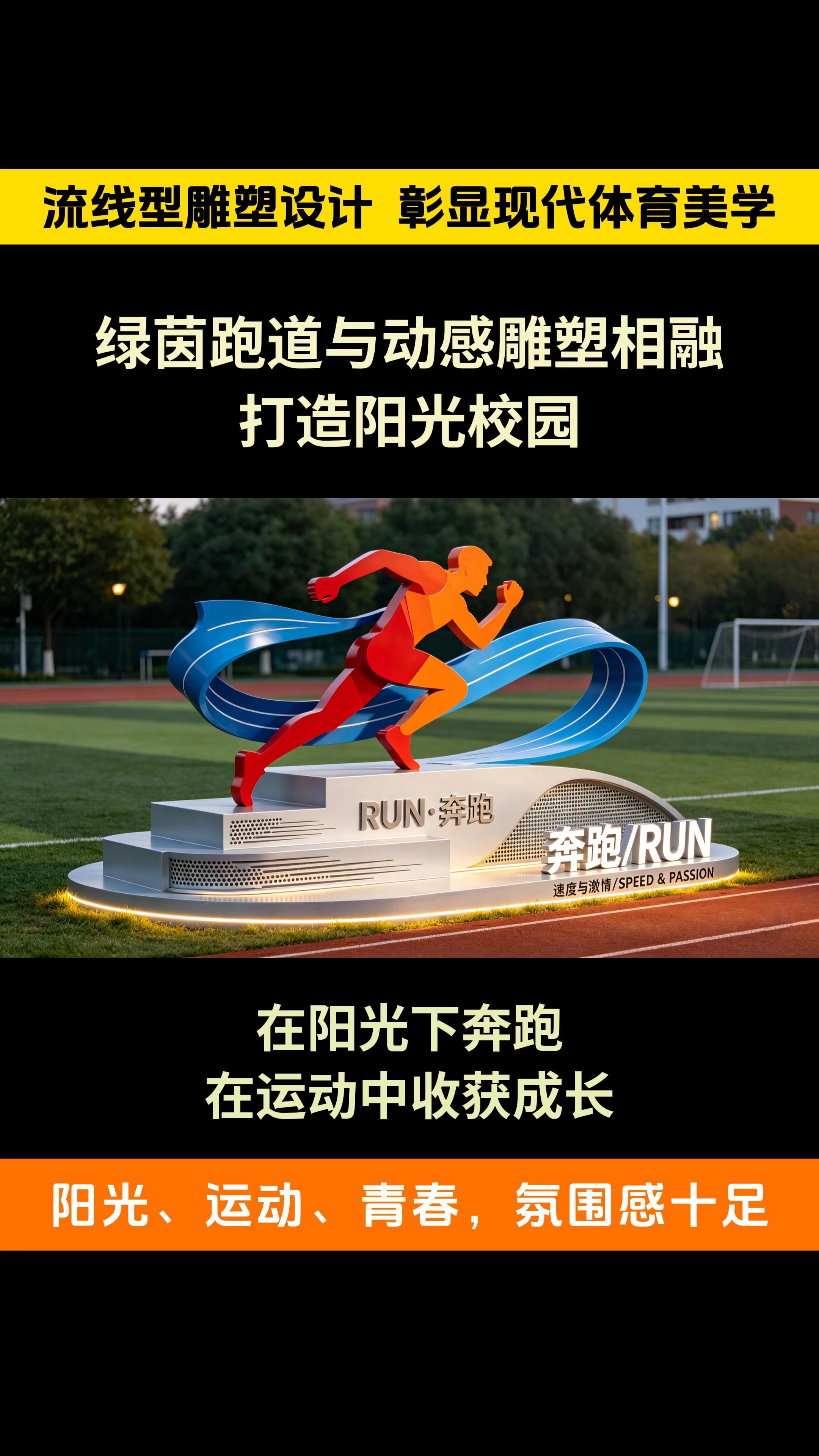校园运动景观小品 #学校体育景观设计# 校园户外运动小品 #体育主题景观造景# 校园文化建