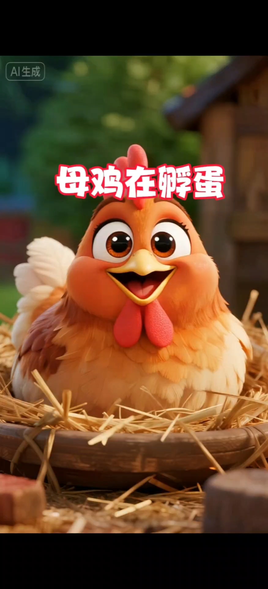 母鸡在孵蛋,数一数孵出几个蛋