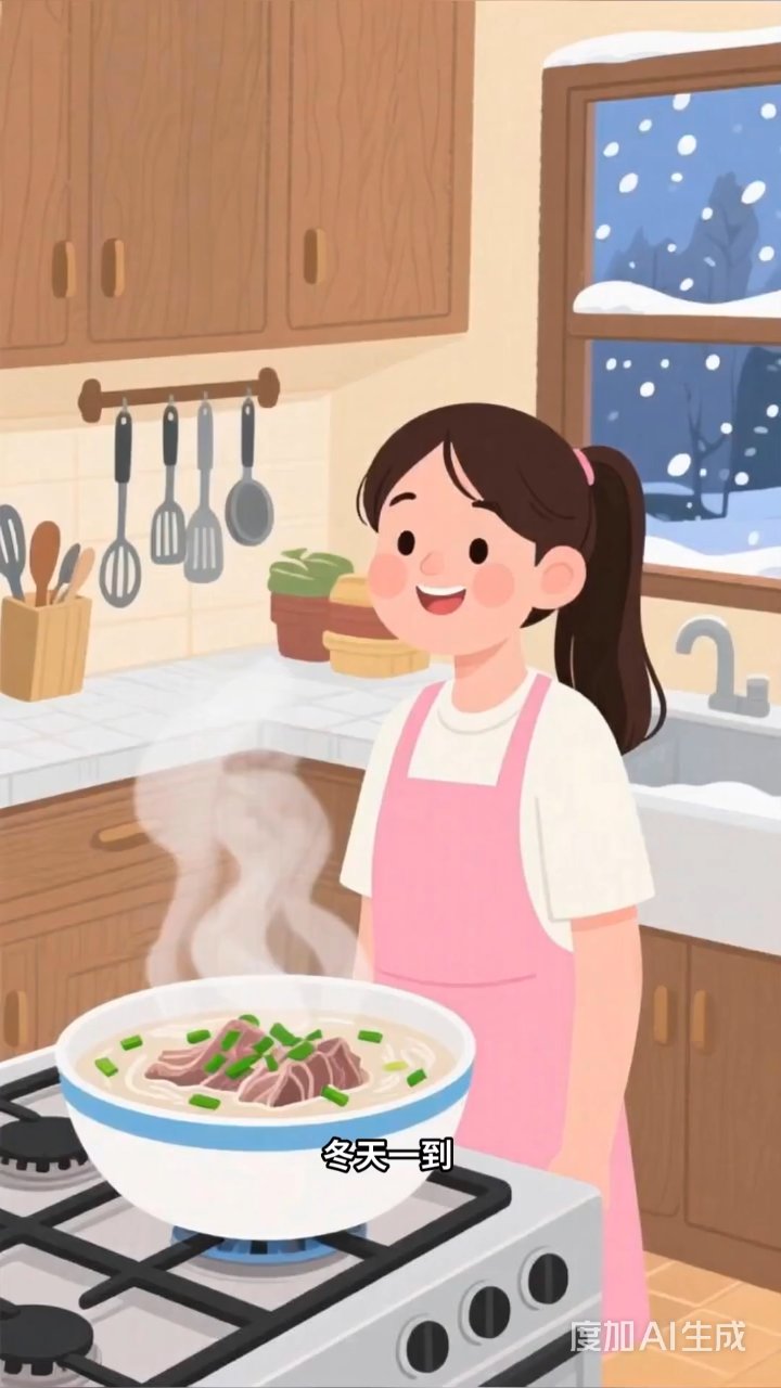 冬天手脚冰凉不用愁，一碗动漫风羊肉汤暖全身