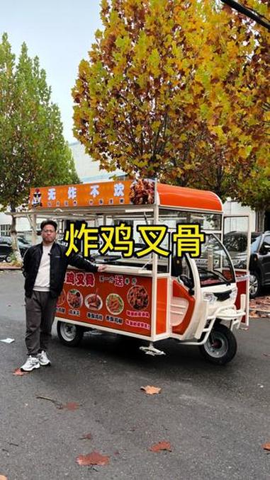 炸鸡叉骨、鱼豆腐、牙签肉等等炸货都用这小车。停好车就是出摊，车子好开还不占地方。好看还卫生