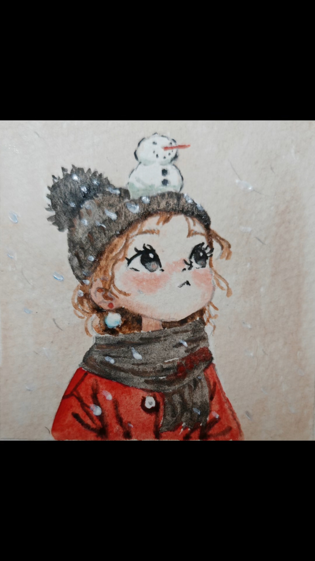 沉浸式画画,你的城市下雪了吗?#挑战100张手绘动漫水彩画 