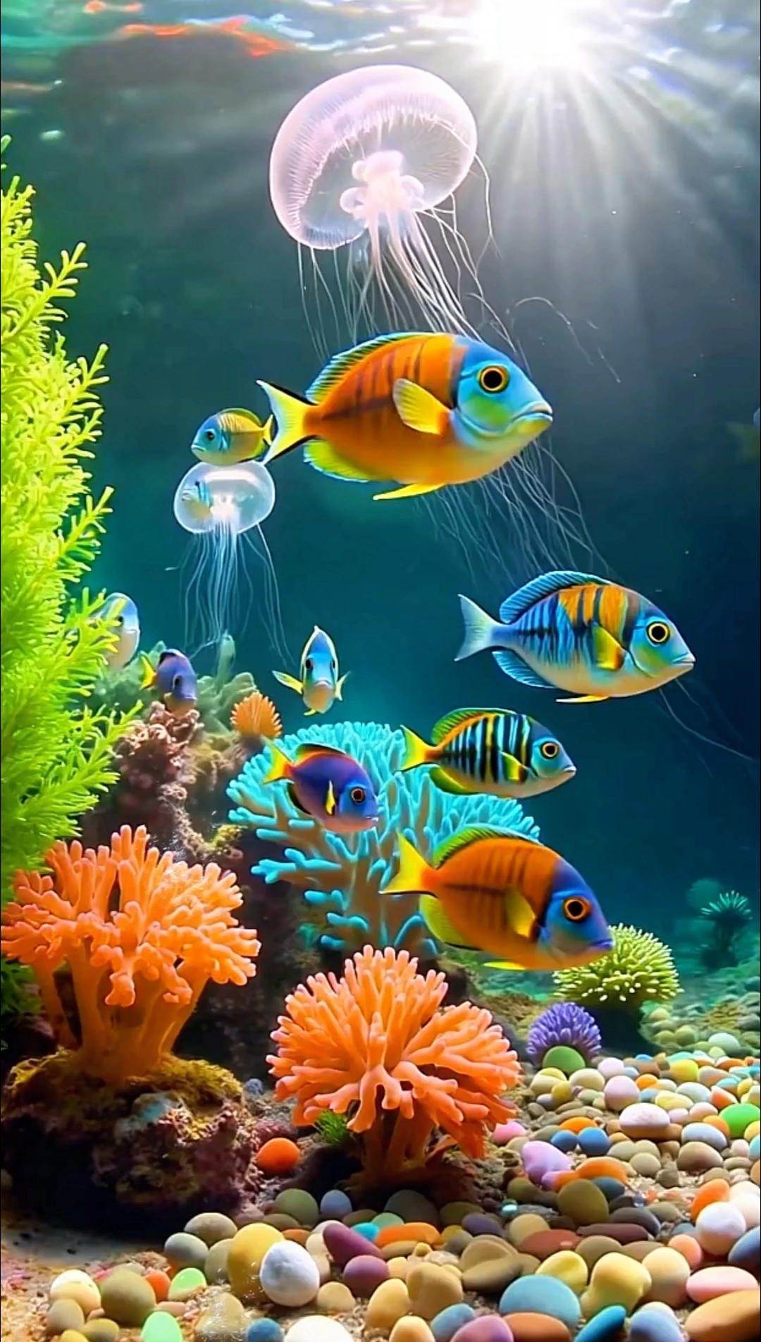 海底鱼群游来游去的精彩瞬间