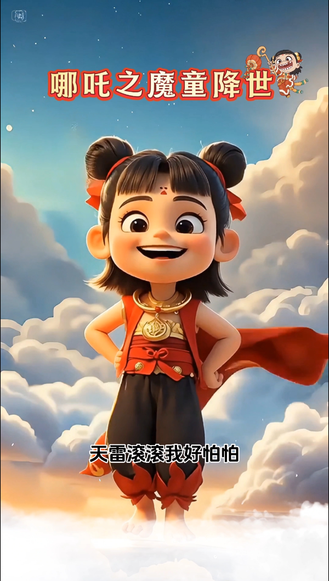 天雷滚滚哪吒好怕怕,劈的浑身掉渣渣
