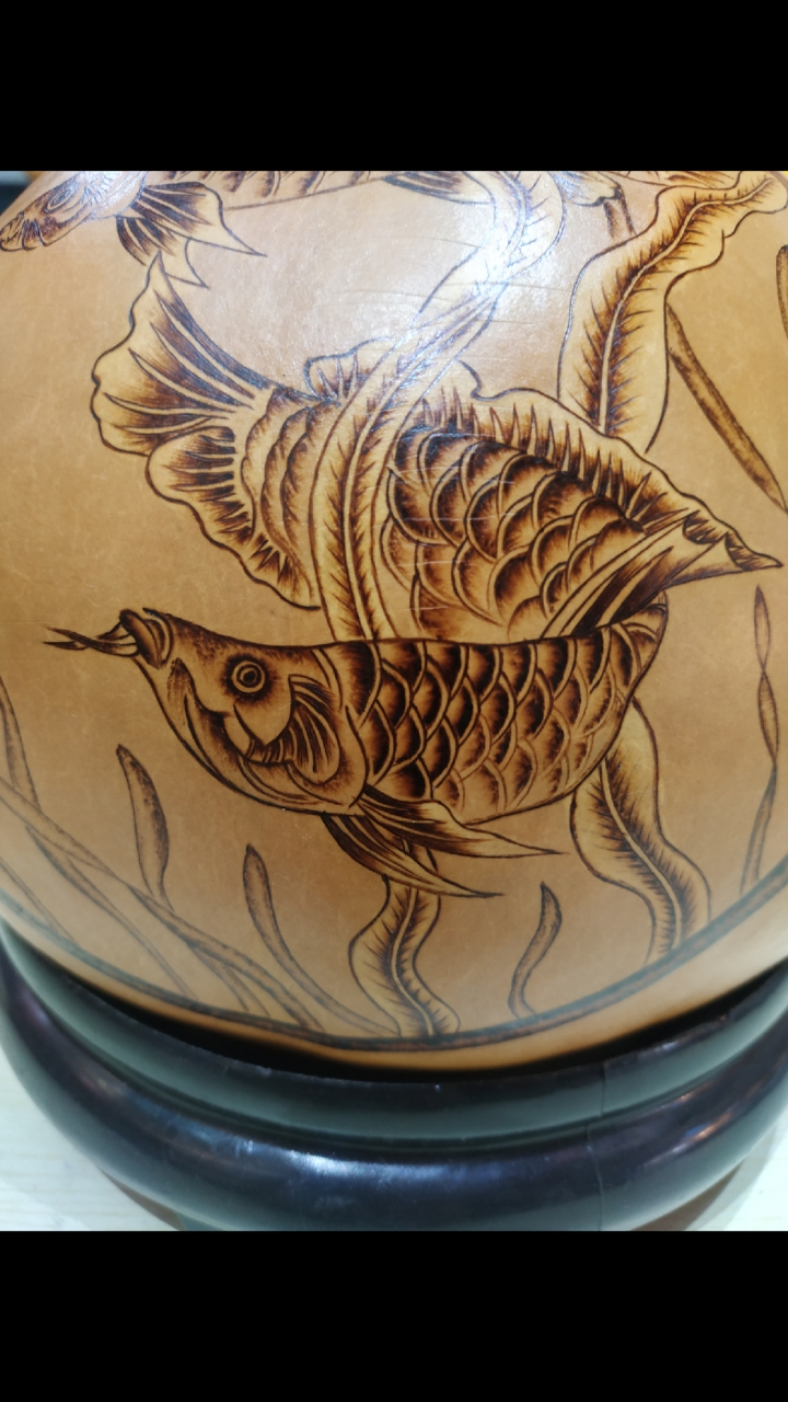 纯手工葫芦烙画～金龙鱼