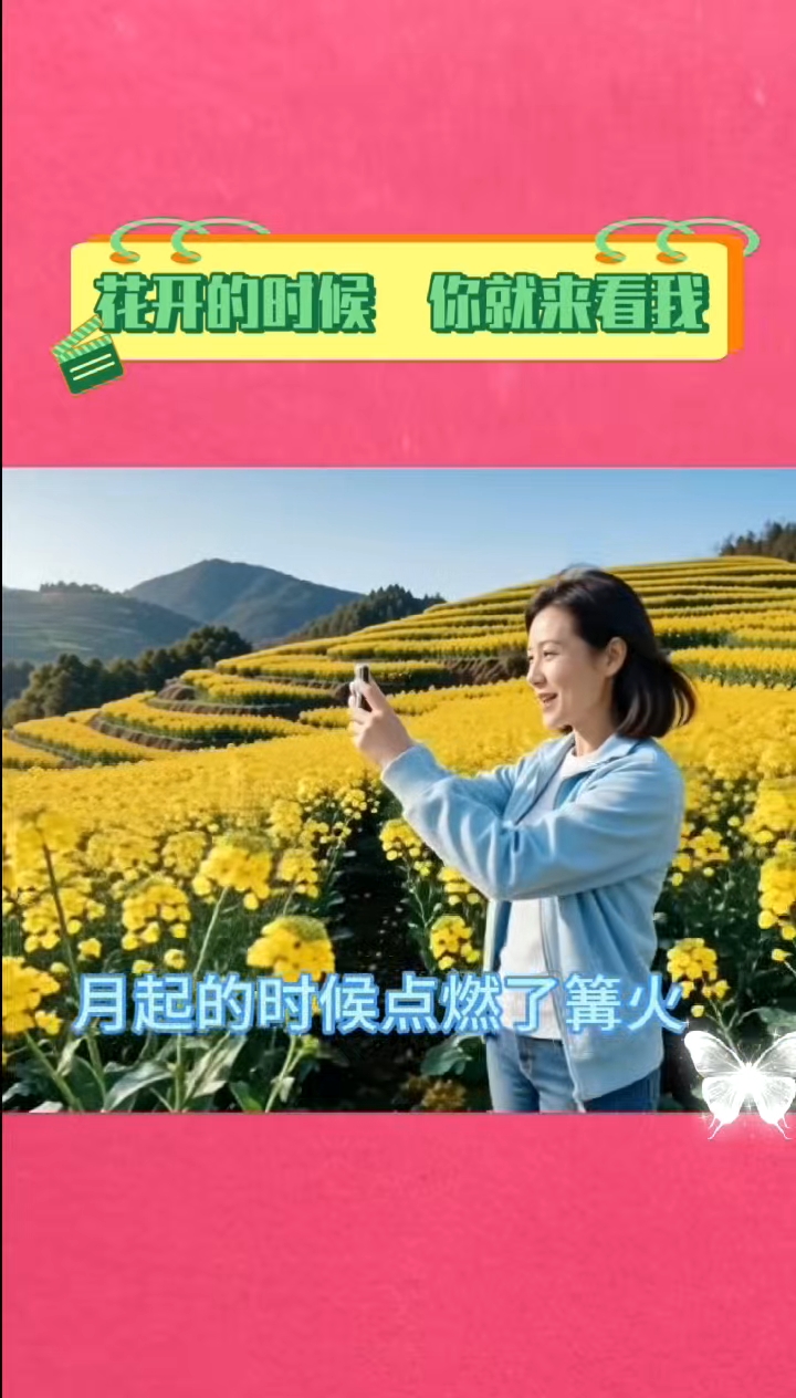 花开的时候你就来看我#油菜花田打卡# #流行歌曲# #流行音乐情感共鸣#