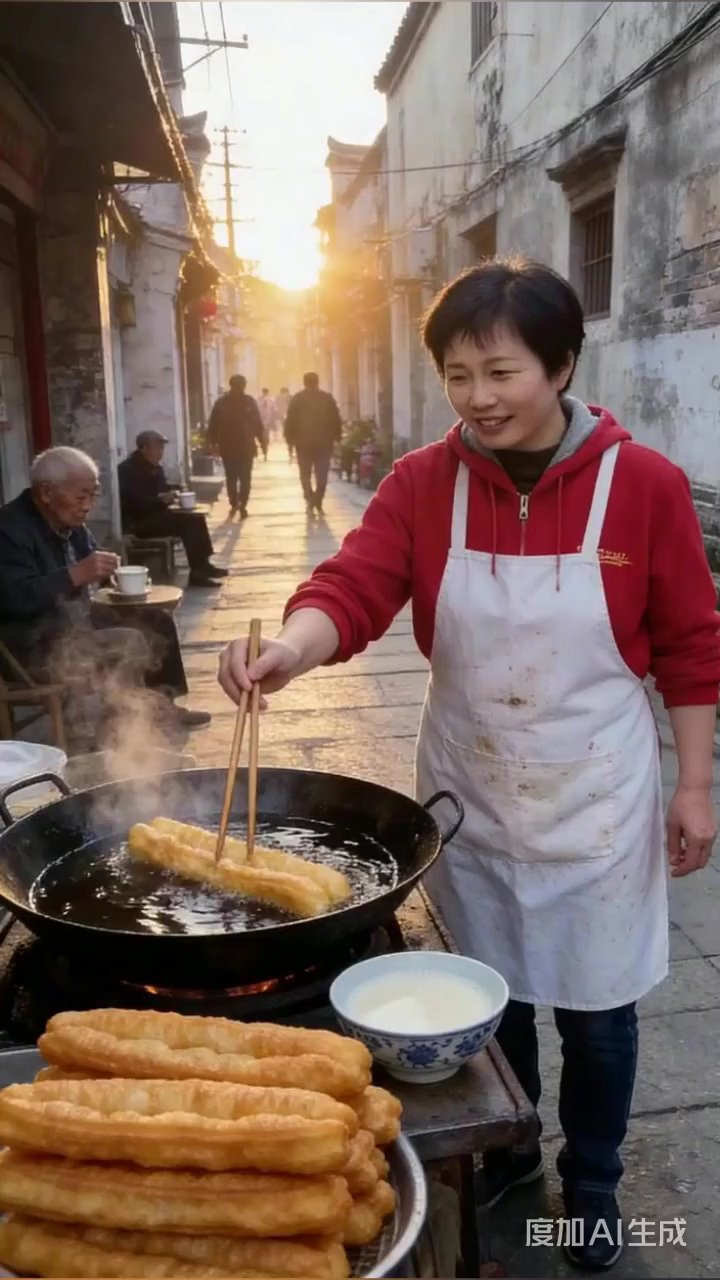 大东北老街炸油条