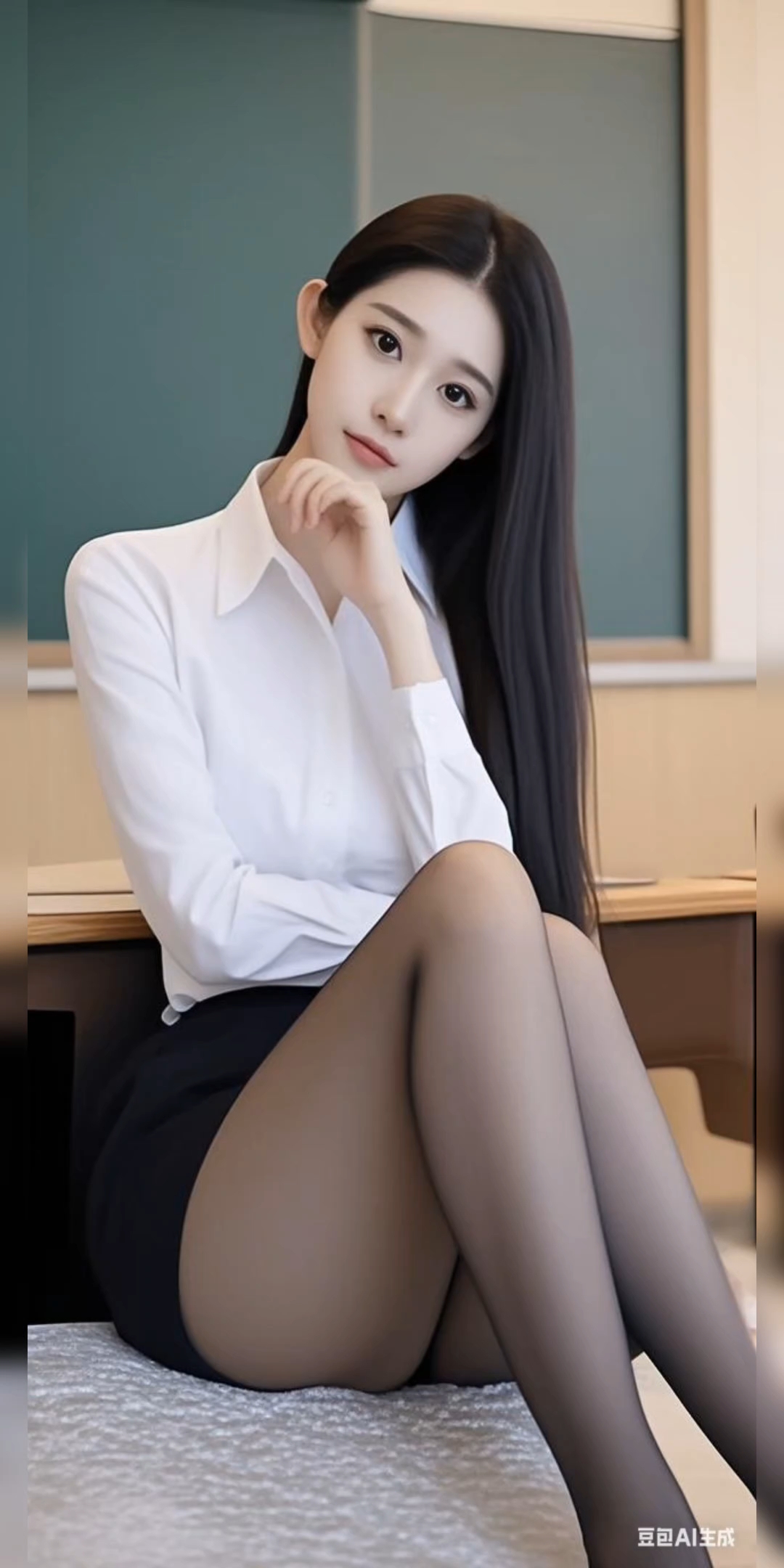 OL丝袜穿搭。职业装。AI美图575期。制服丝袜。美腿壁纸