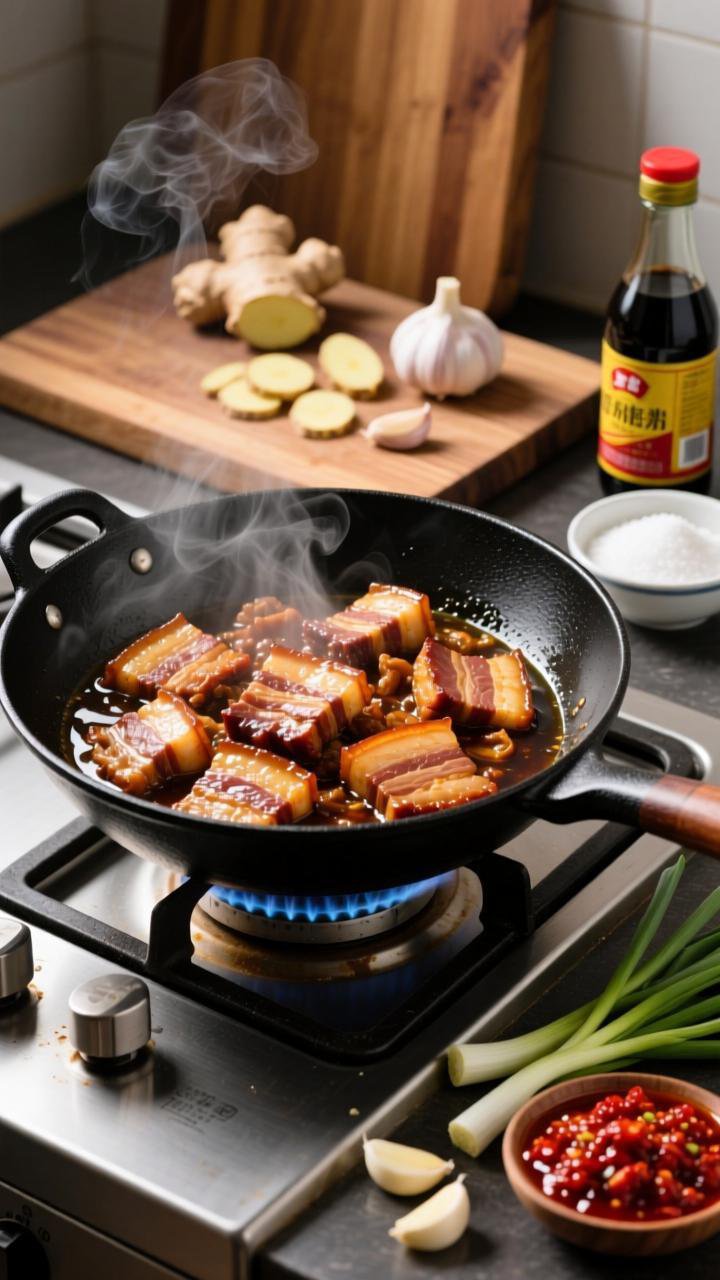 川菜灵魂回锅肉：三步炒出油亮卷边，蒜苗豆瓣香下饭神器