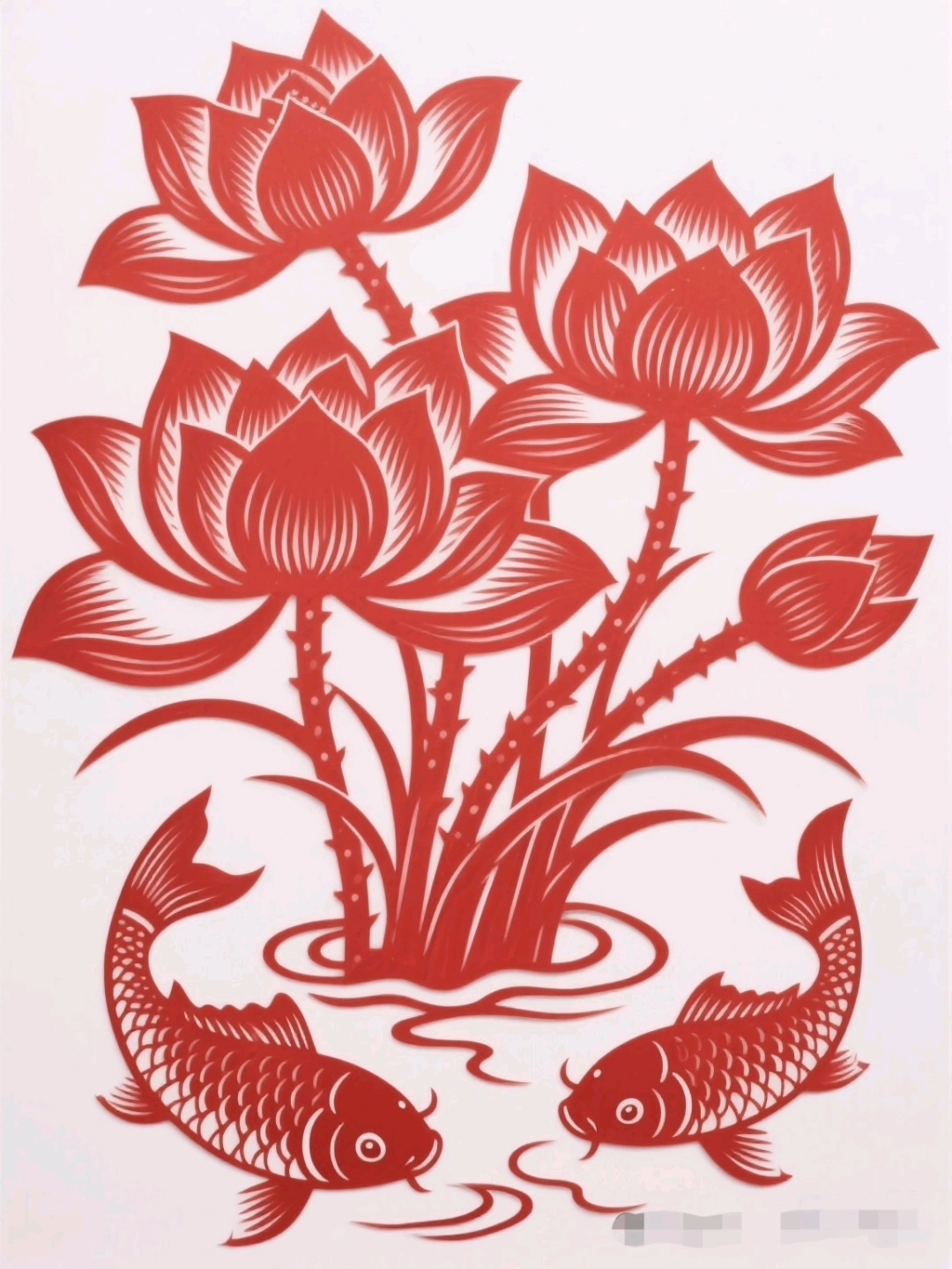 鱼戏莲叶剪纸