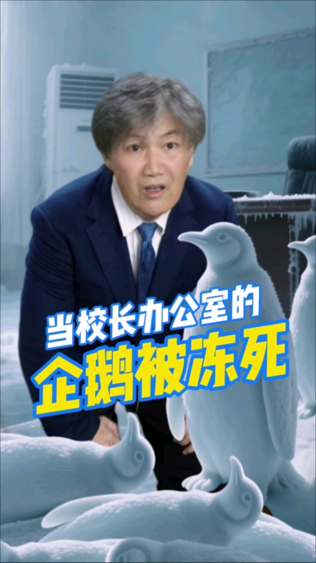 当校长办公室的企鹅被冻死。#暑你最有料 #暑假戏精大赏 