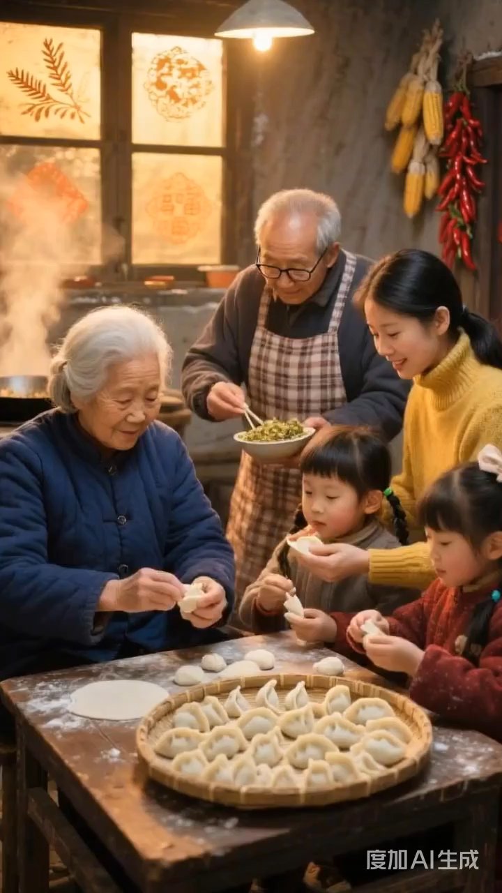 家是最暖的地方，是亲情的港湾#一家人包饺子#