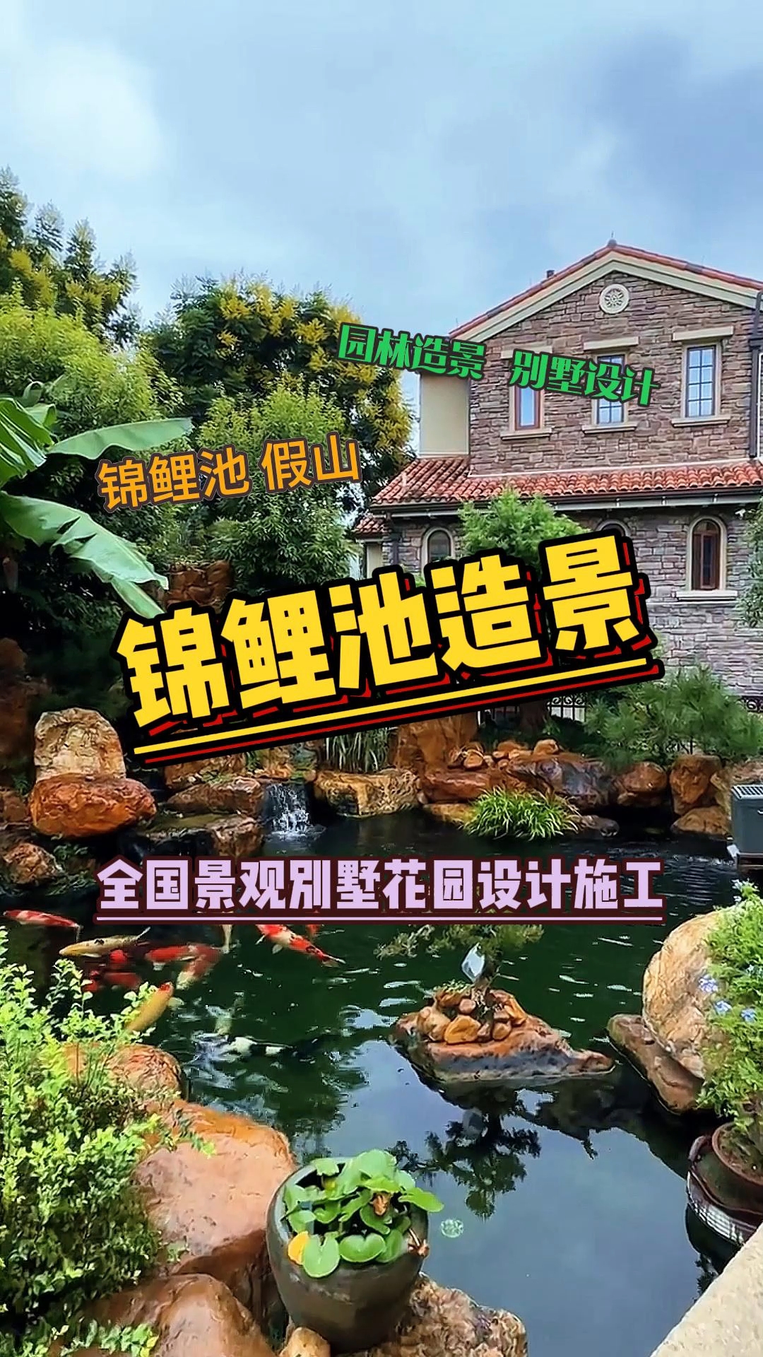 锦鲤鱼池别踩的几个坑#别墅庭院植物 #庭院设计施工 #花园生