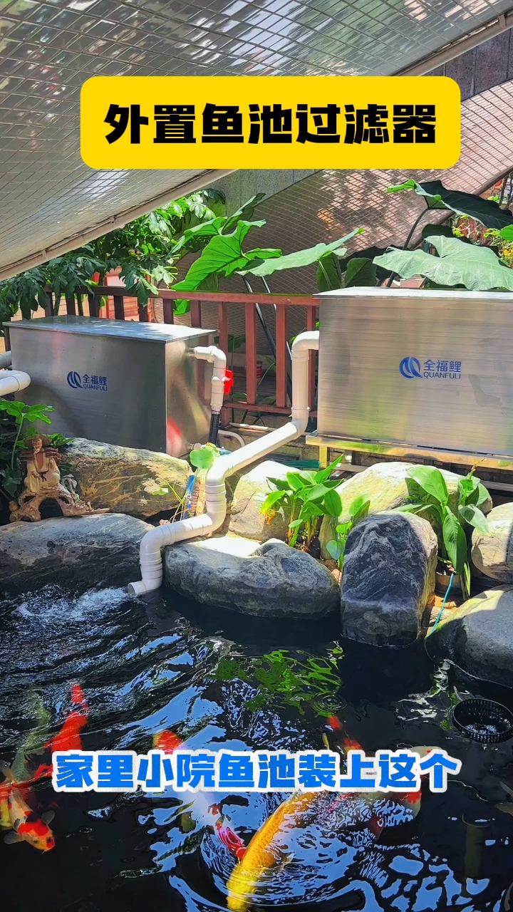 家里小院鱼池装上这台鱼池过滤器,真的很好用!关键是安装简单!
