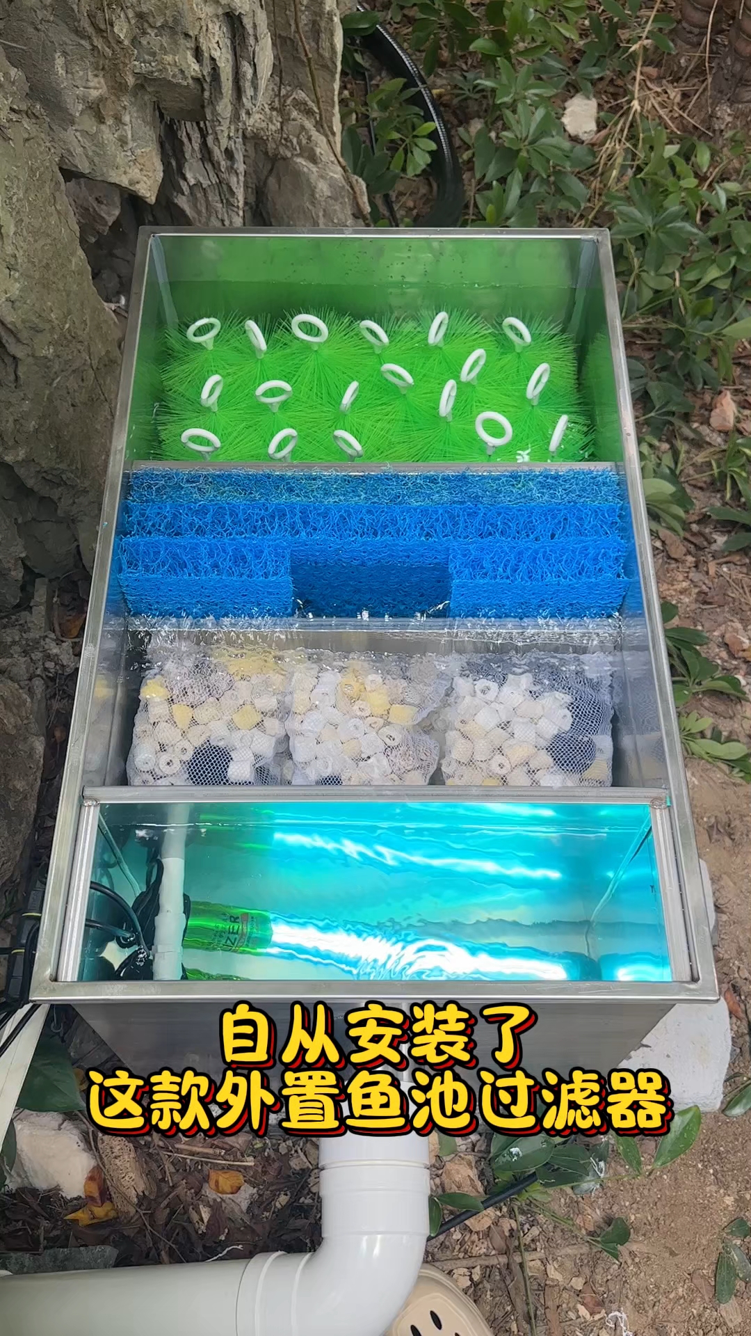 一款可以帮助你解决鱼池发绿发黑的过滤器#鱼池过滤器#庭院鱼池