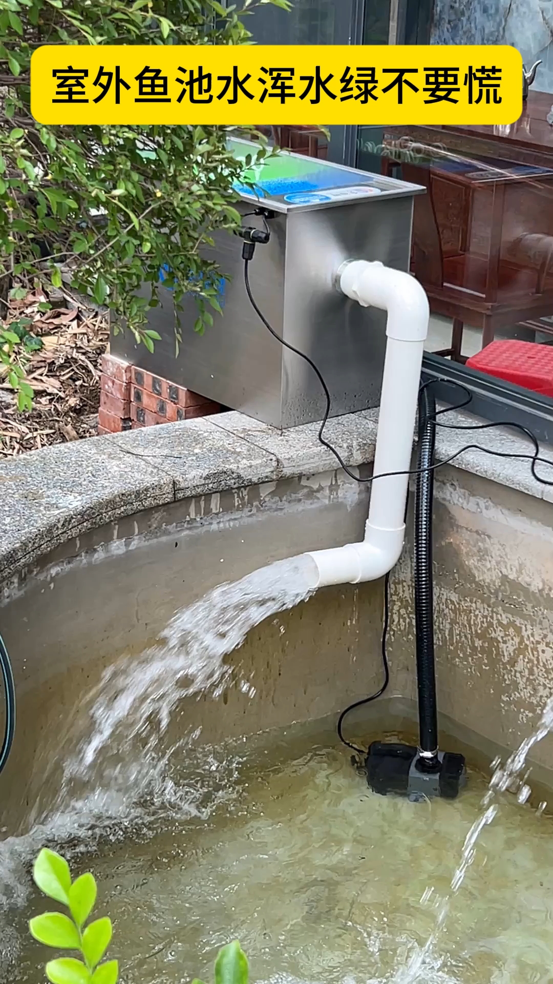 外置鱼池过滤器,解决鱼池发浑发绿#鱼池过滤器#别墅鱼池