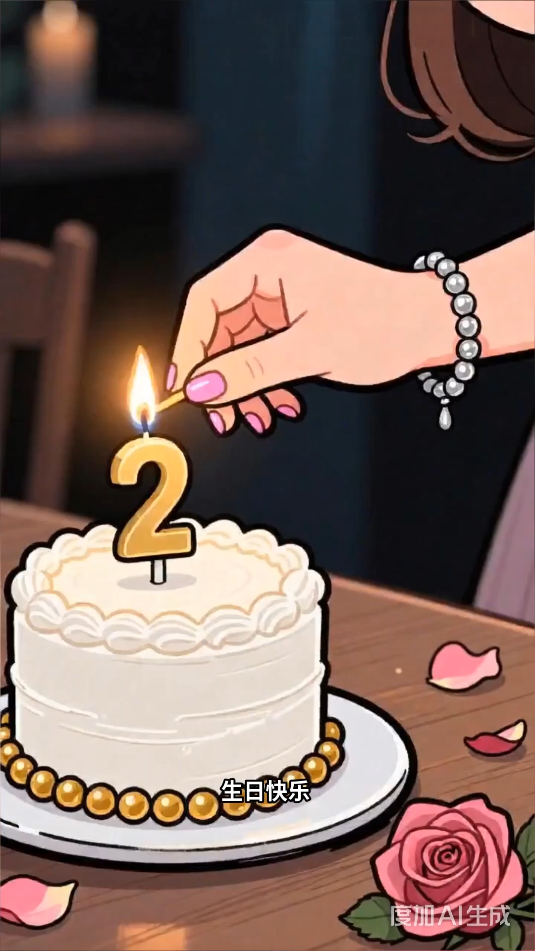 两岁生日也要仪式感满满！蛋糕蜡烛亮起来～