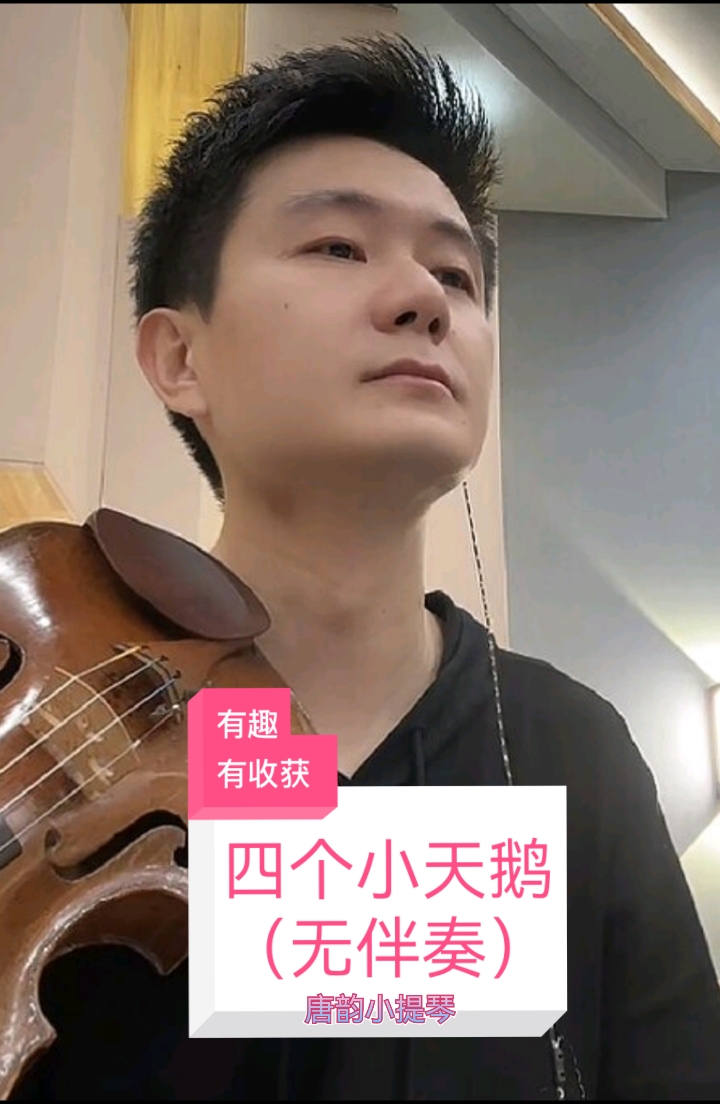 小提琴演奏家唐韵清拉四个小天鹅，帅呆啦！