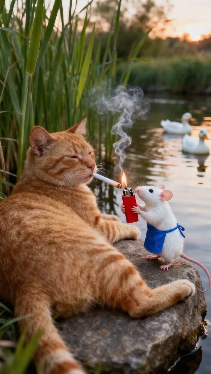 好牛批的猫咪老鼠跟他点烟还抽烟#新大陆计划#
