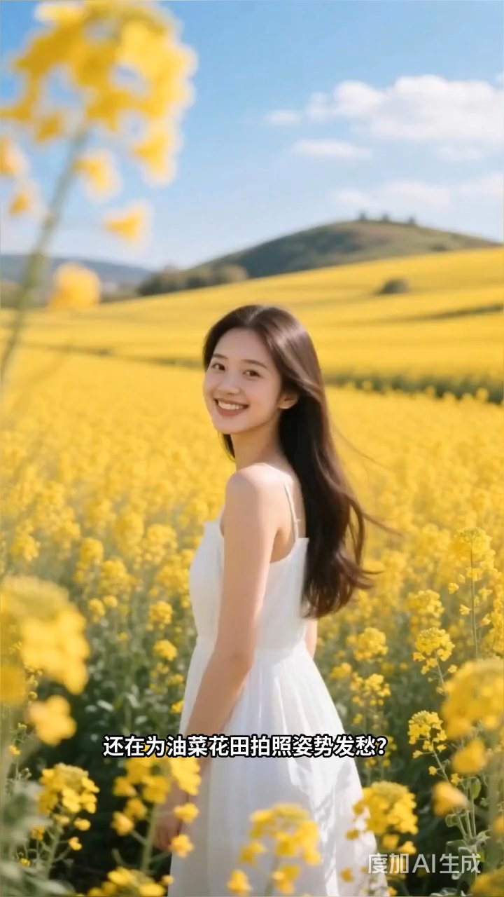 油菜花田拍照姿势大全,轻松拍出美照惊艳朋友圈