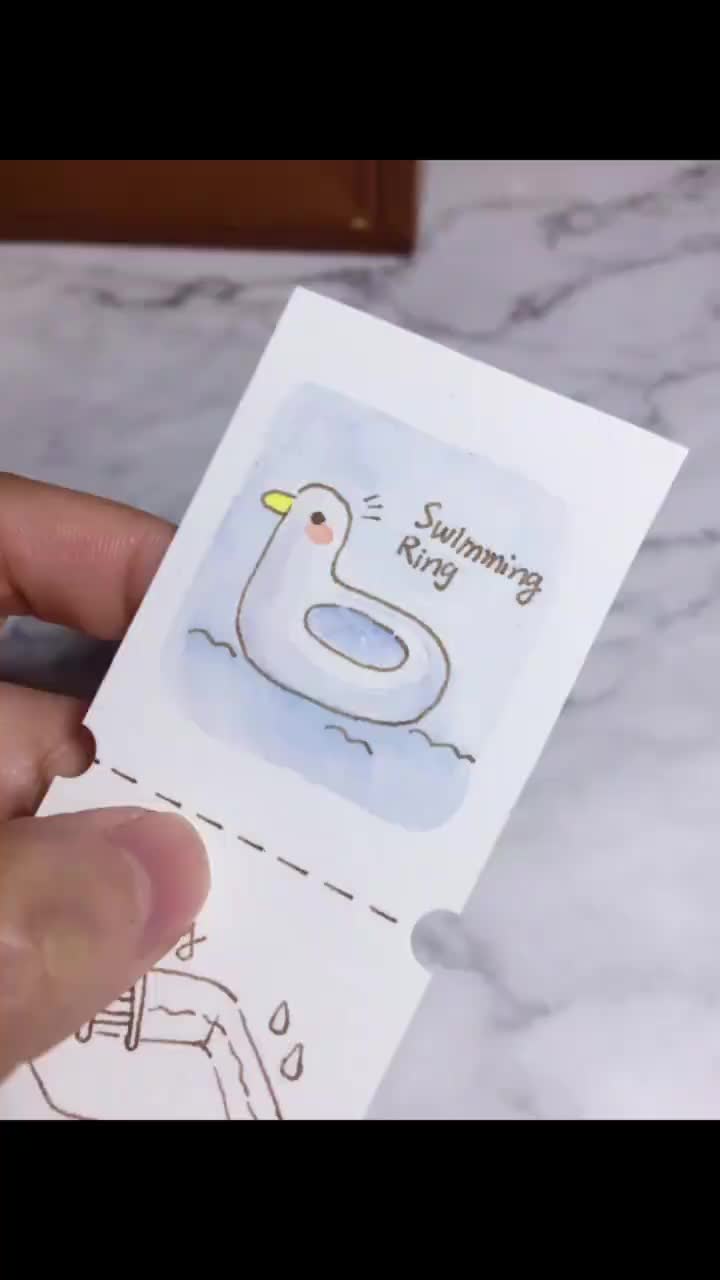 三分钟水彩画教程 可爱的鸭子游泳圈