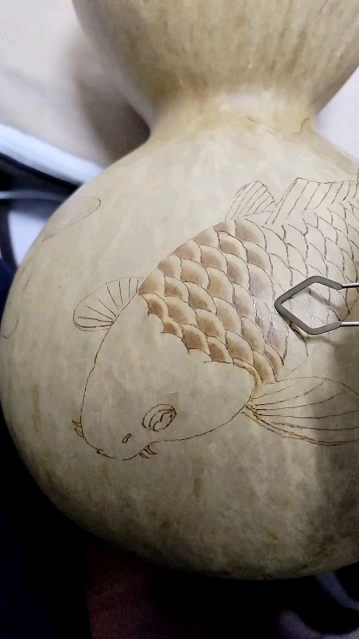 葫芦烙画——连年有鱼!