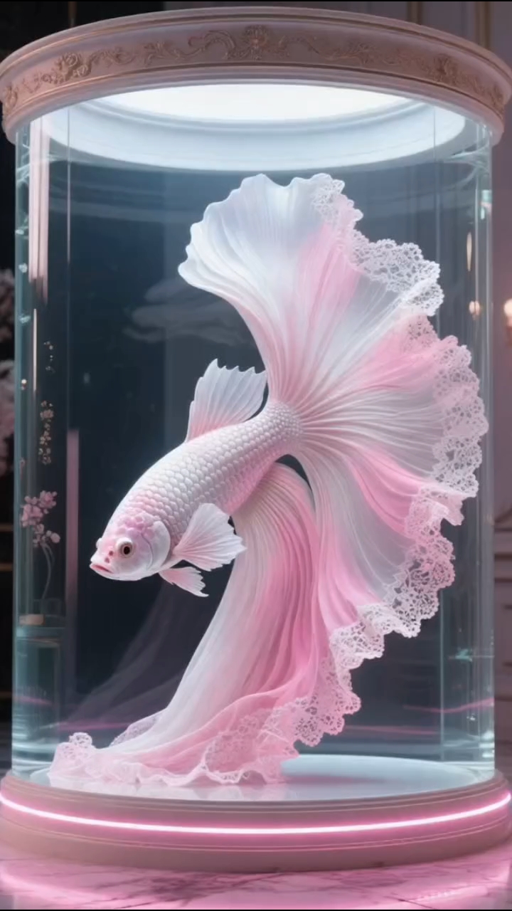 这条梦幻的斗鱼, 穿婚纱的鱼,真的太漂亮了