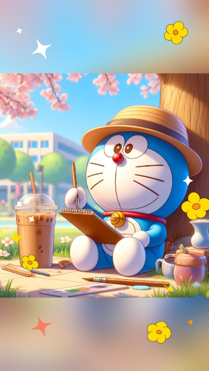 下午茶时光,认真学习的哆啦A梦,棒棒哒!