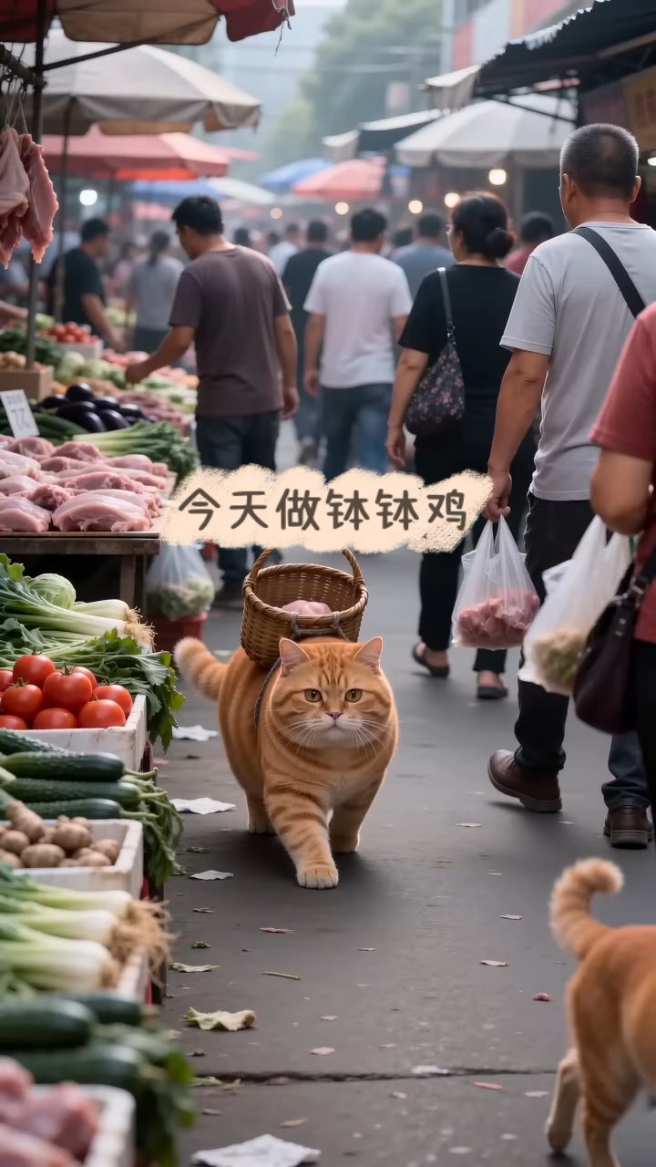 今天做钵钵鸡#AI动漫# #大橘猫# #小猫偷吃记#