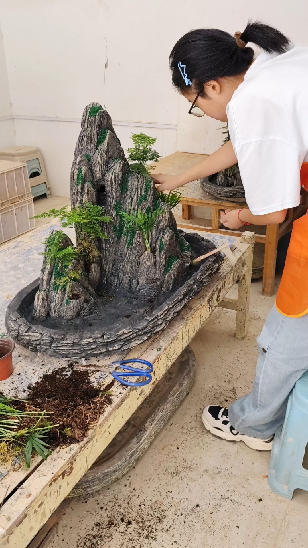 山水盆景假山制作过程