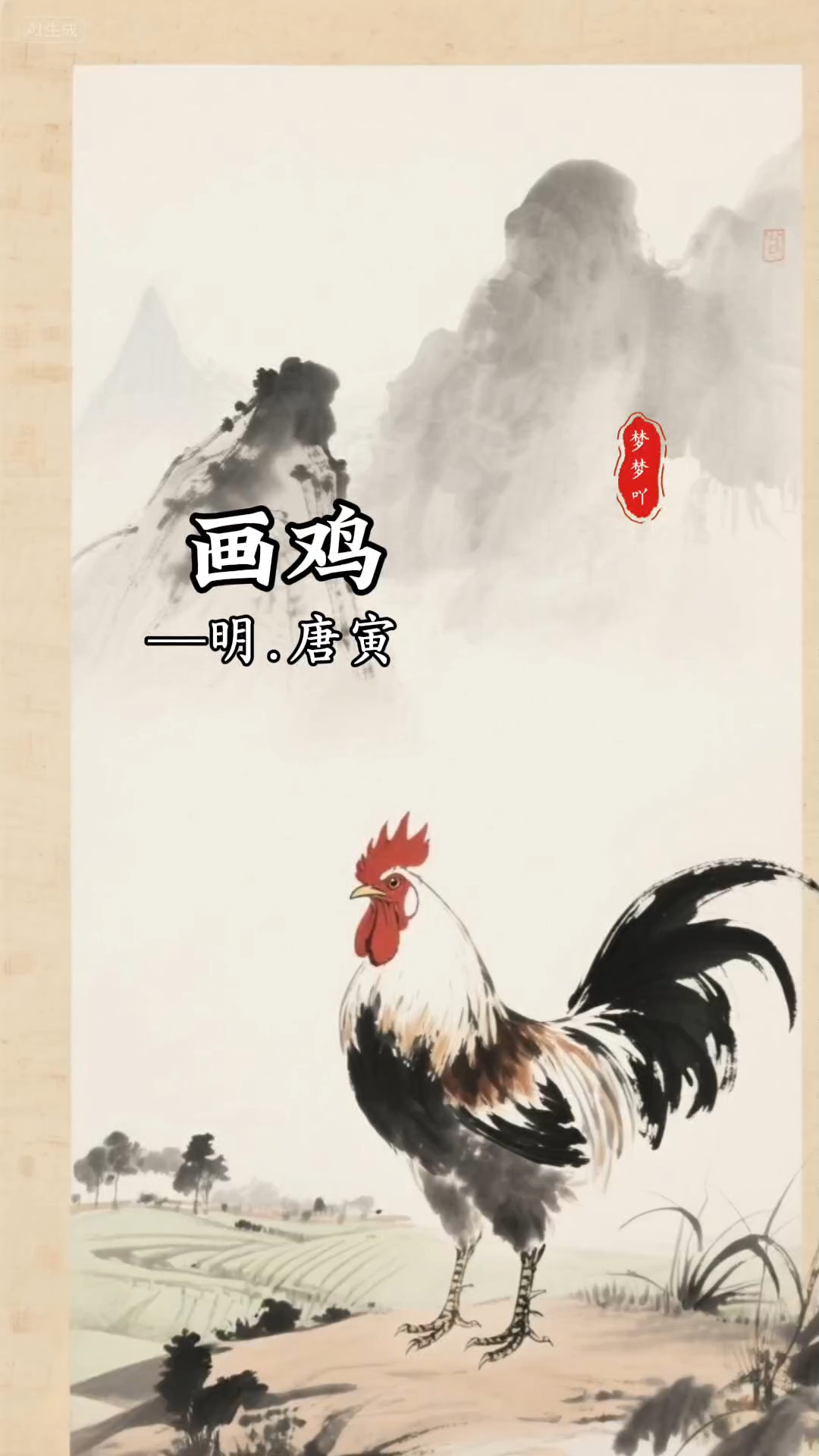 诵读唐寅《画鸡》