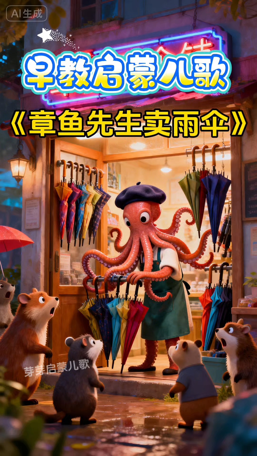 启蒙早教儿歌《章鱼先生卖雨伞》