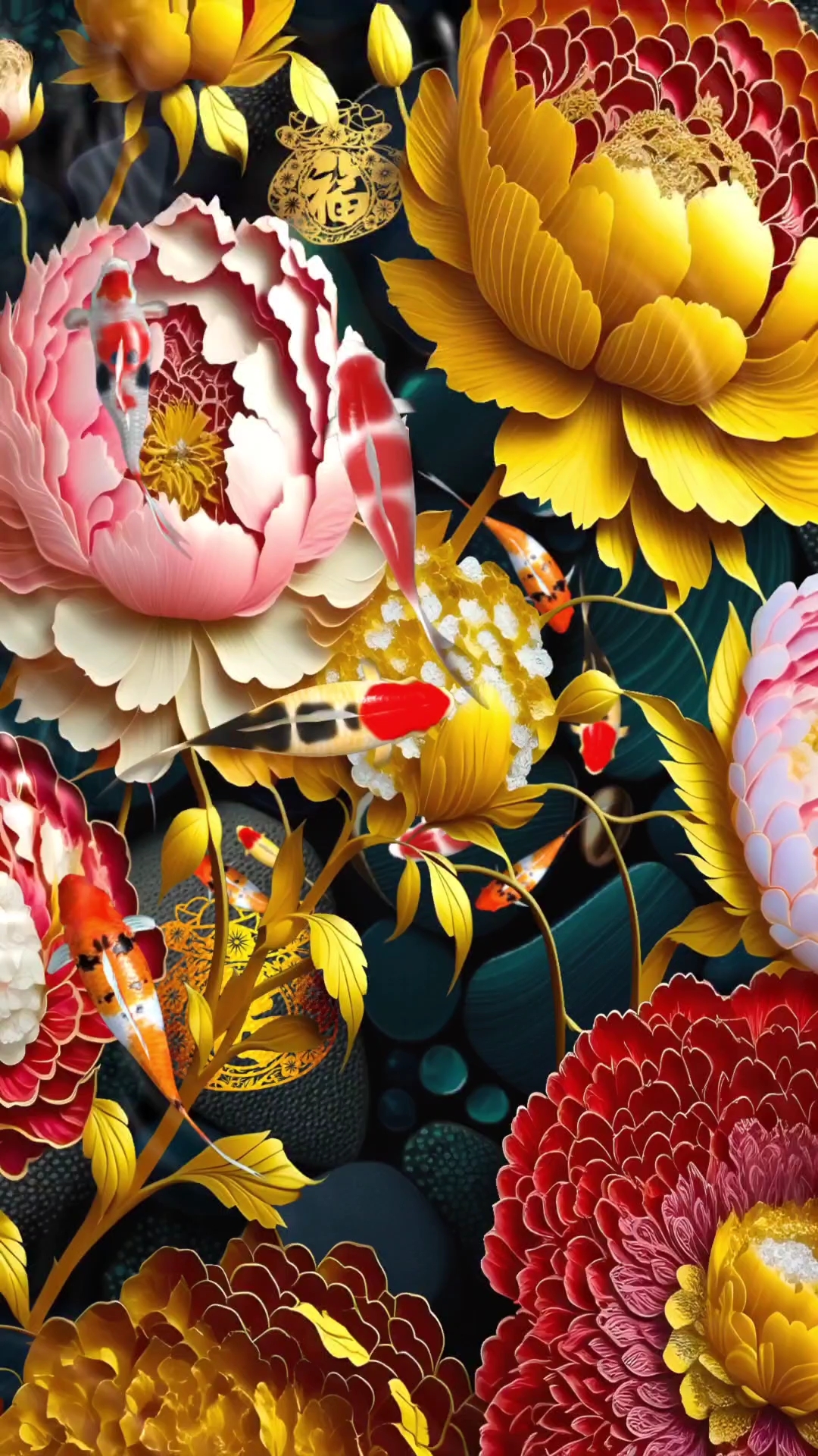 金鱼莲花年年有余