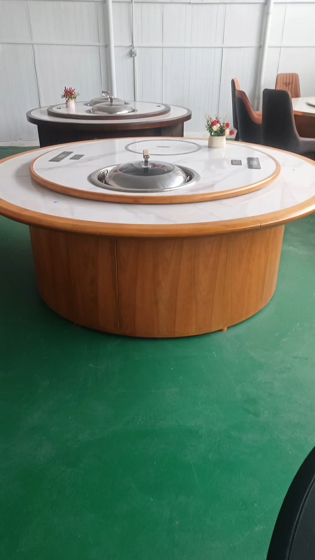 铁锅炖电动双锅旋转三锅旋转旋转灶台桌子