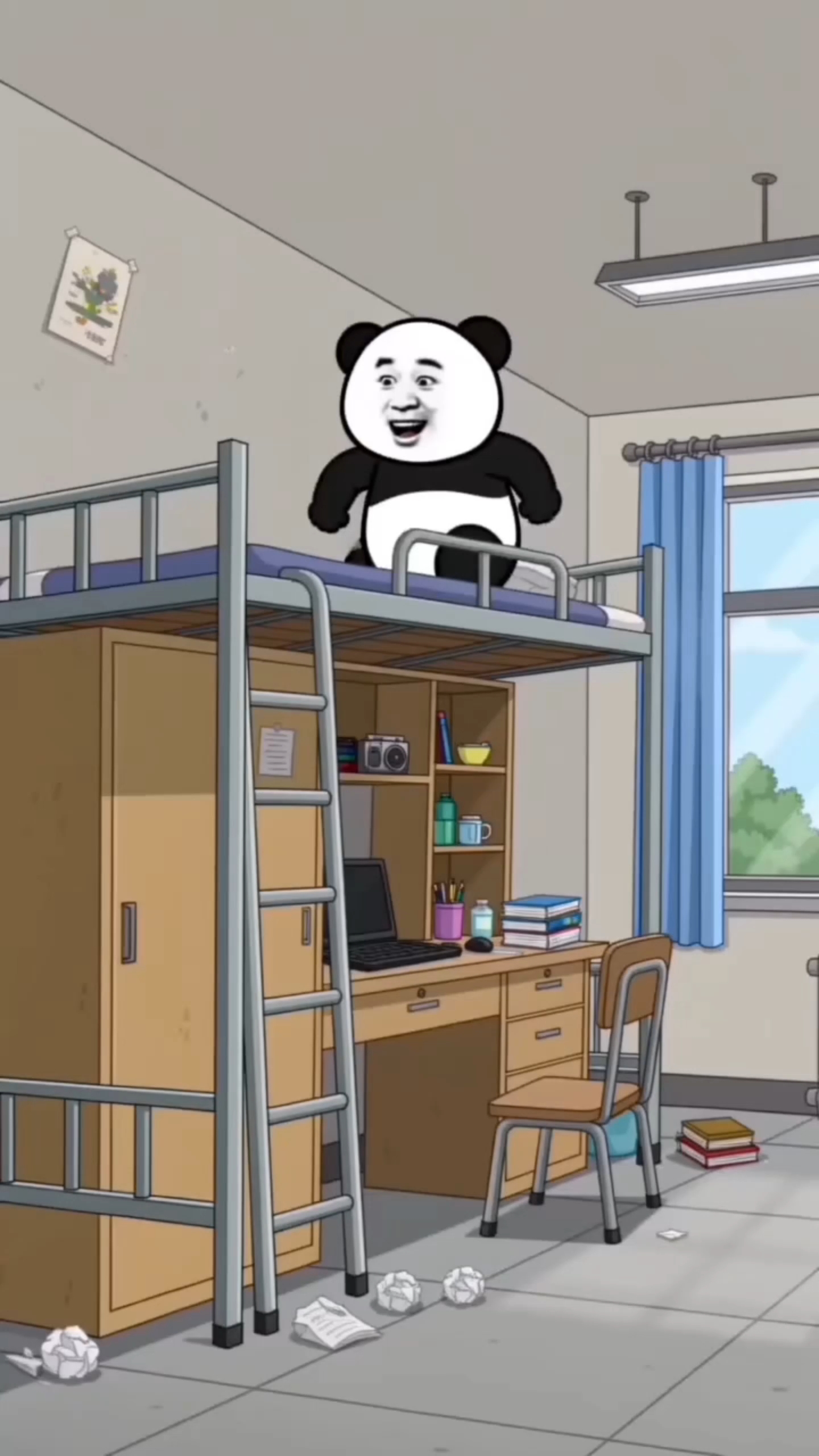 这才是真实大学生活#大学生活实录##熊猫头表情包#