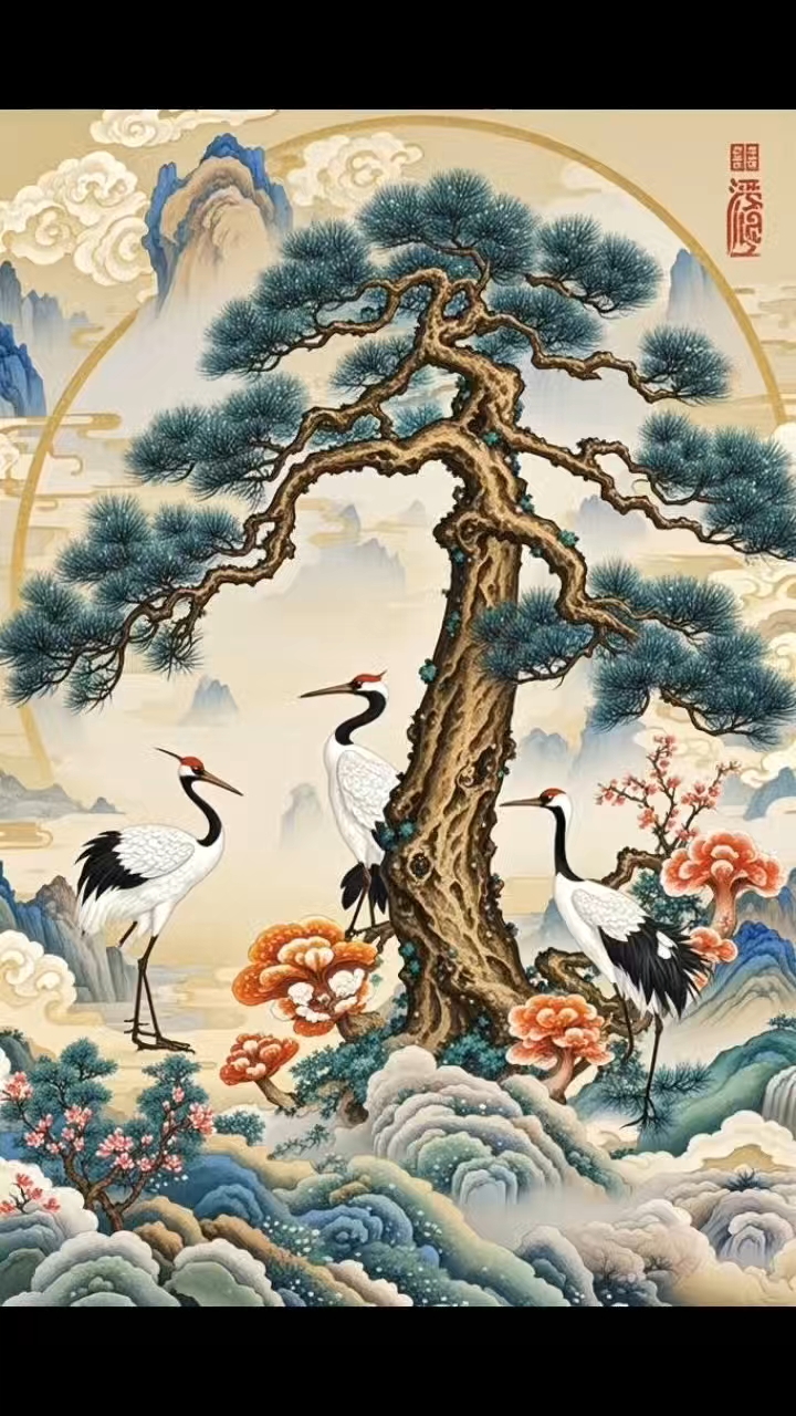 能量头像——松鹤延年,吉祥如意 