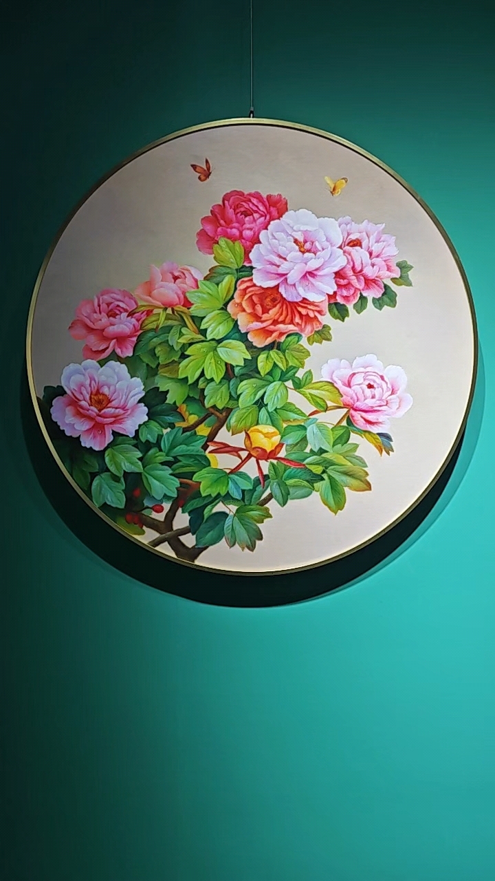 唯有牡丹真国色,花开时节动京城张良油画《富贵花开》90*90