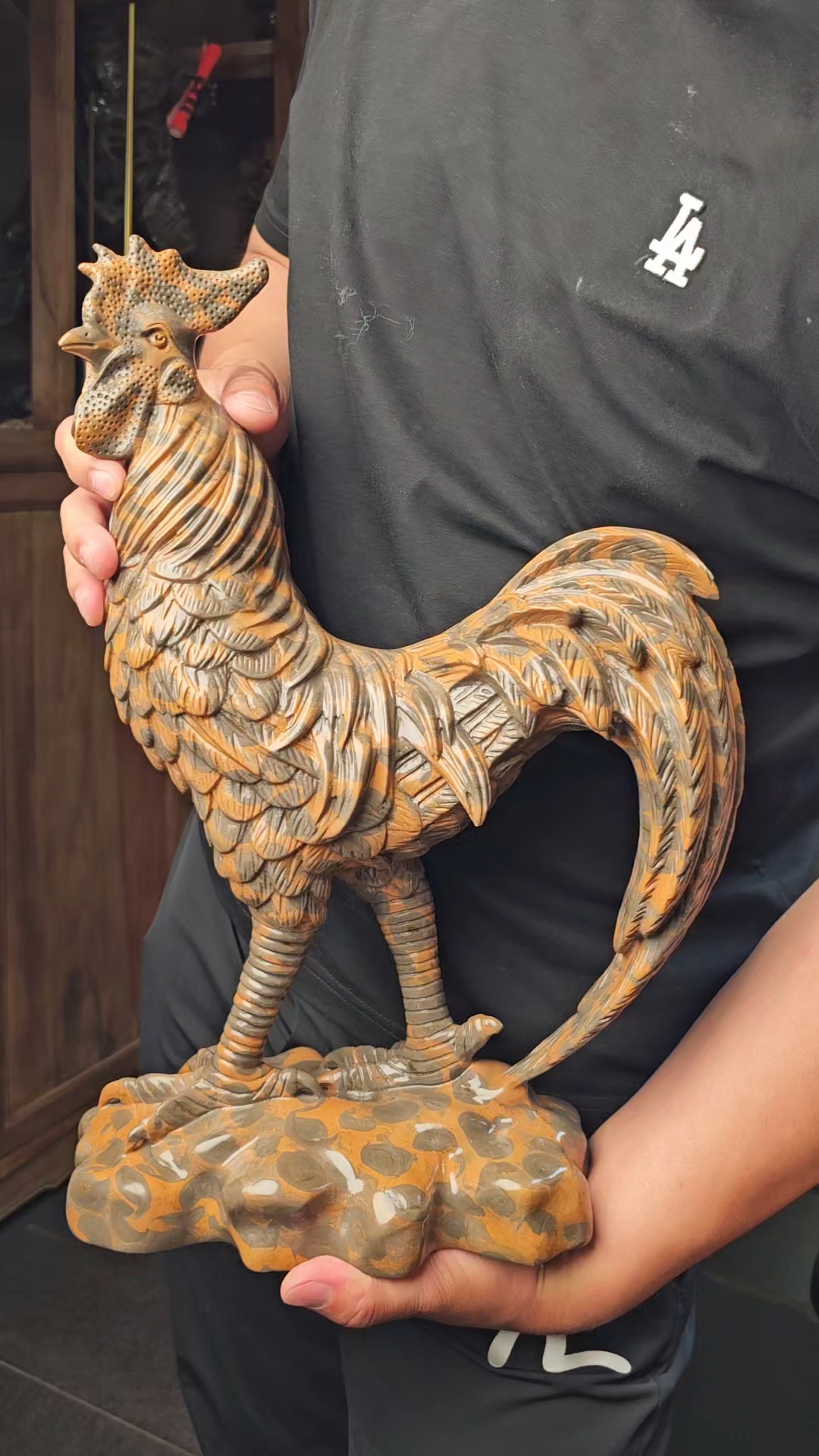 太行山的金钱石做出来的金鸡报喜