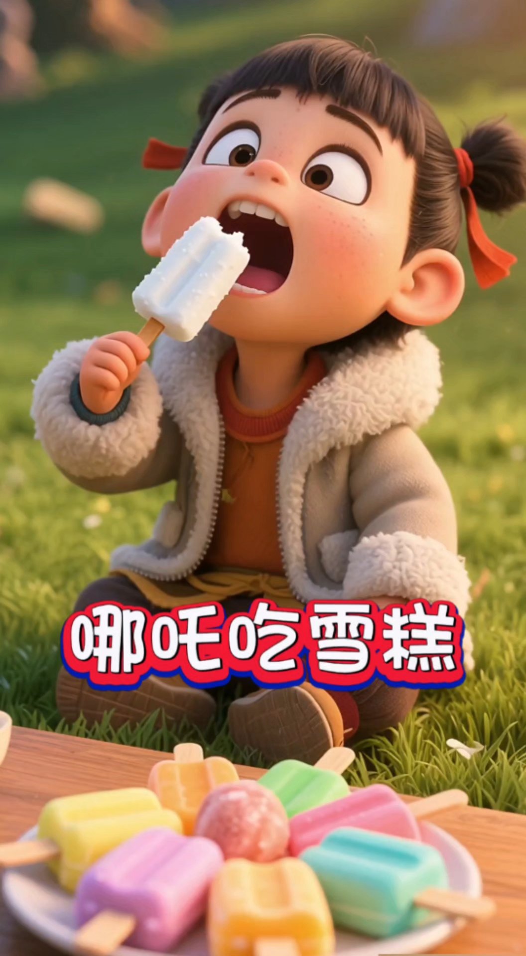 你试过冬天吃雪糕吗?哪吒声控吃雪糕,好吃